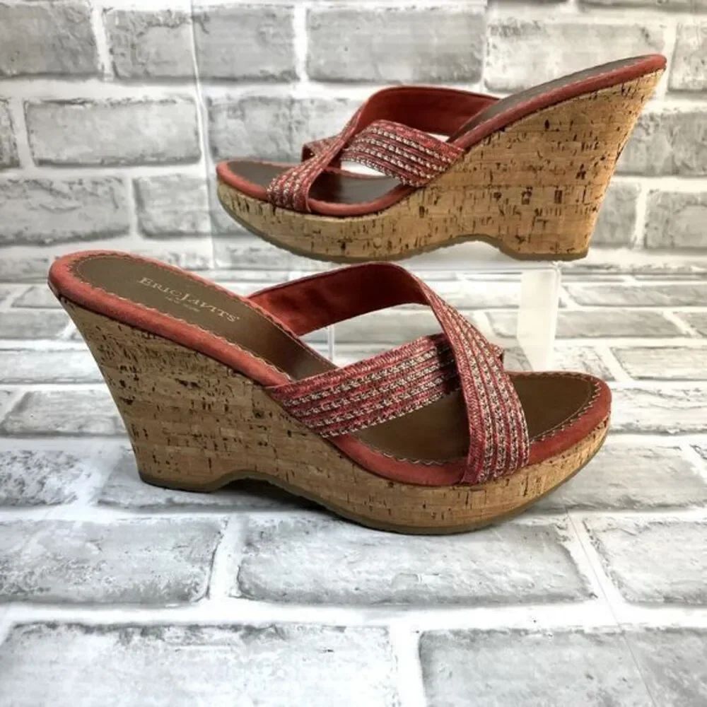 Eric Javits New York Women’s 10 Woven Wedge Crisscross Cork Sandals